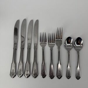 Stanley Roberts Norcrest Brentwood Stainless Flatware 9pc Lot Floral Beaded